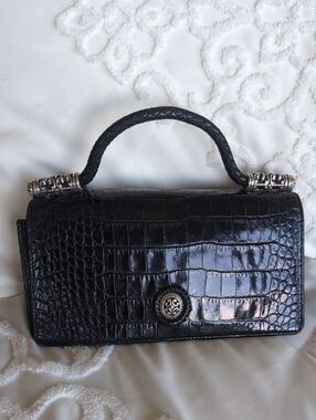 Brighton Celtic 🖤 Black Embossed Mini Croc Handbag Organizer/ Purse /Wallet